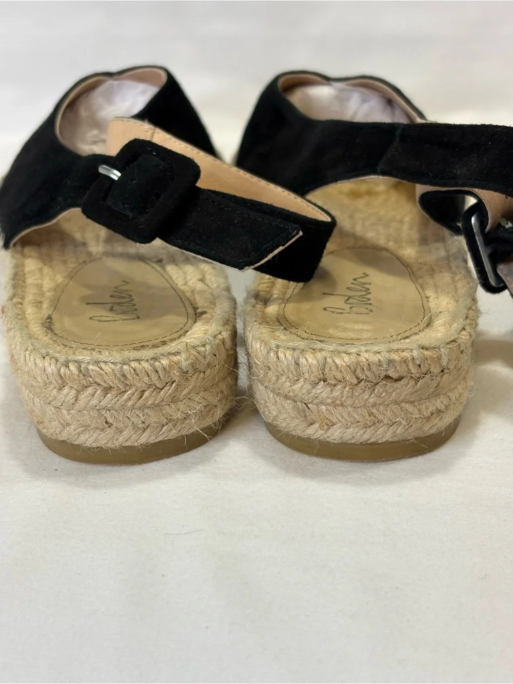 BODEN Black Suede Espadrille Slingback Flats SZ 41 = SZ 10 EUC $98